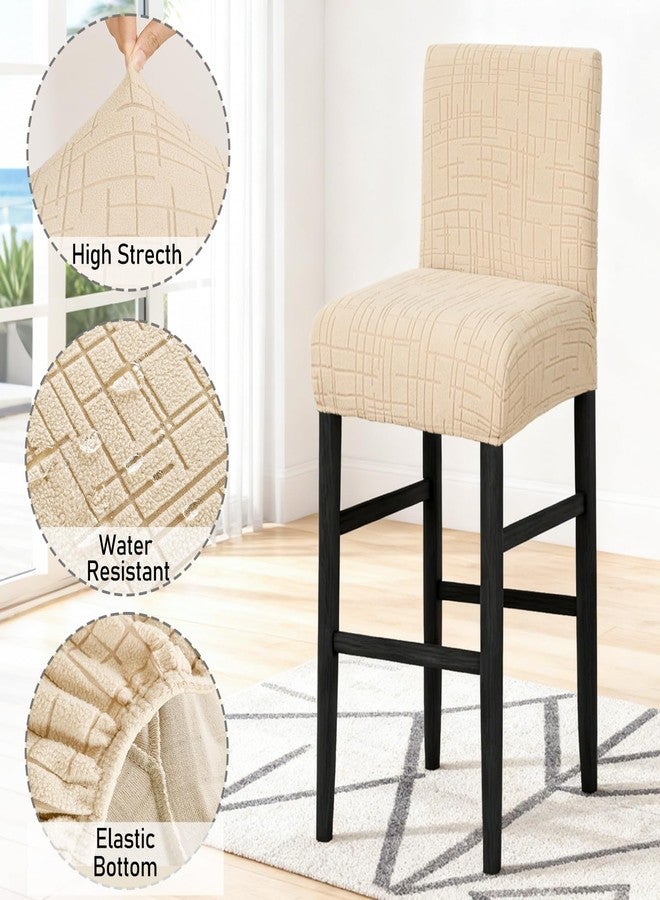 JIUZHEN أغطية كراسي بار جيوتشن، أغطية كراسي بار عالية المرونة، قابلة للإزالة والغسل، أغطية كراسي بار مخملية للمطبخ، الحانة، غرفة الطعام، عبوة من قطعتين، لون جملي - Image 3